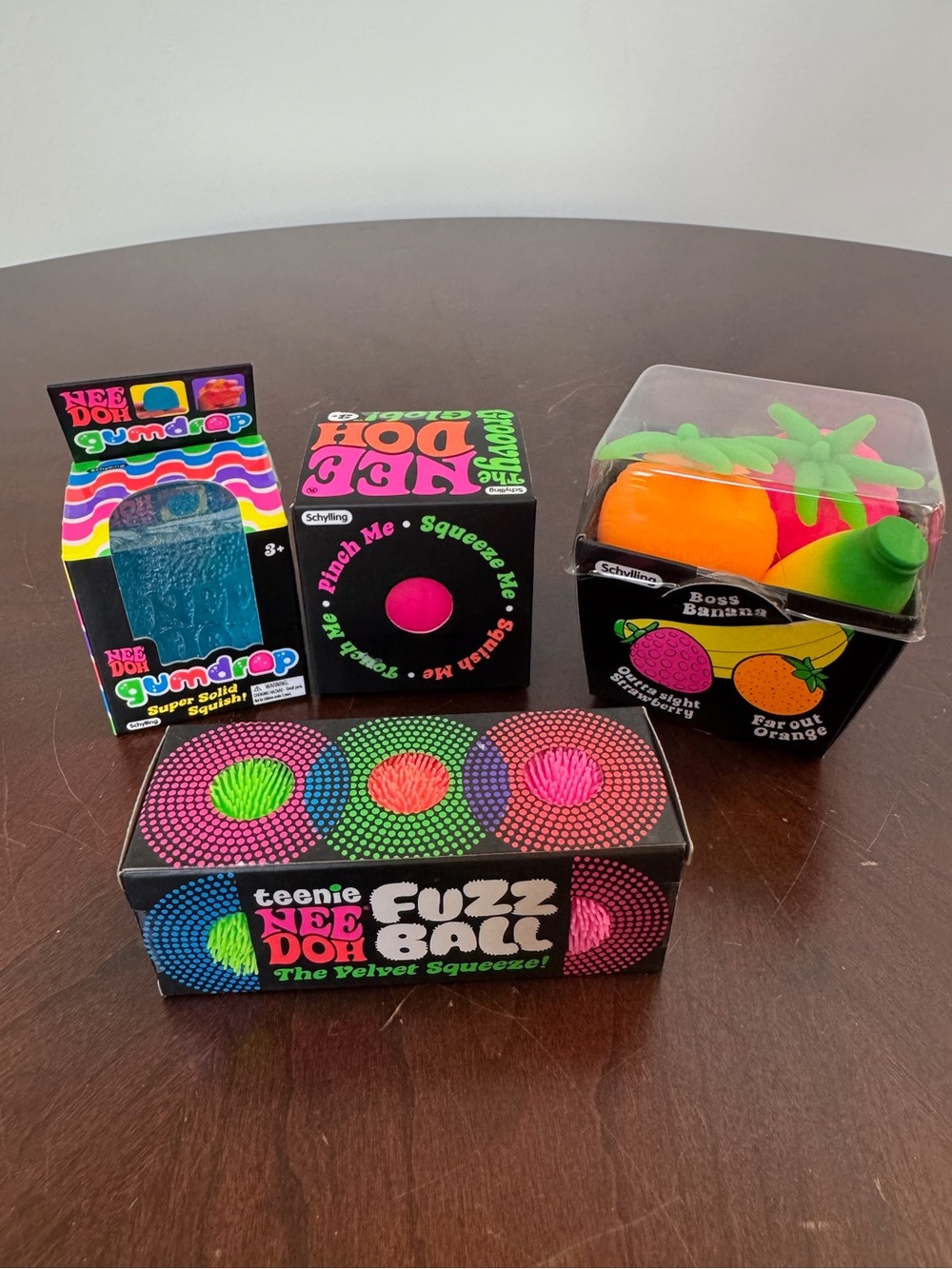 Needoh Ultimate Bundle Of 4 Fruit Basket Fuzz Balls Gumdrop Groovy Glob